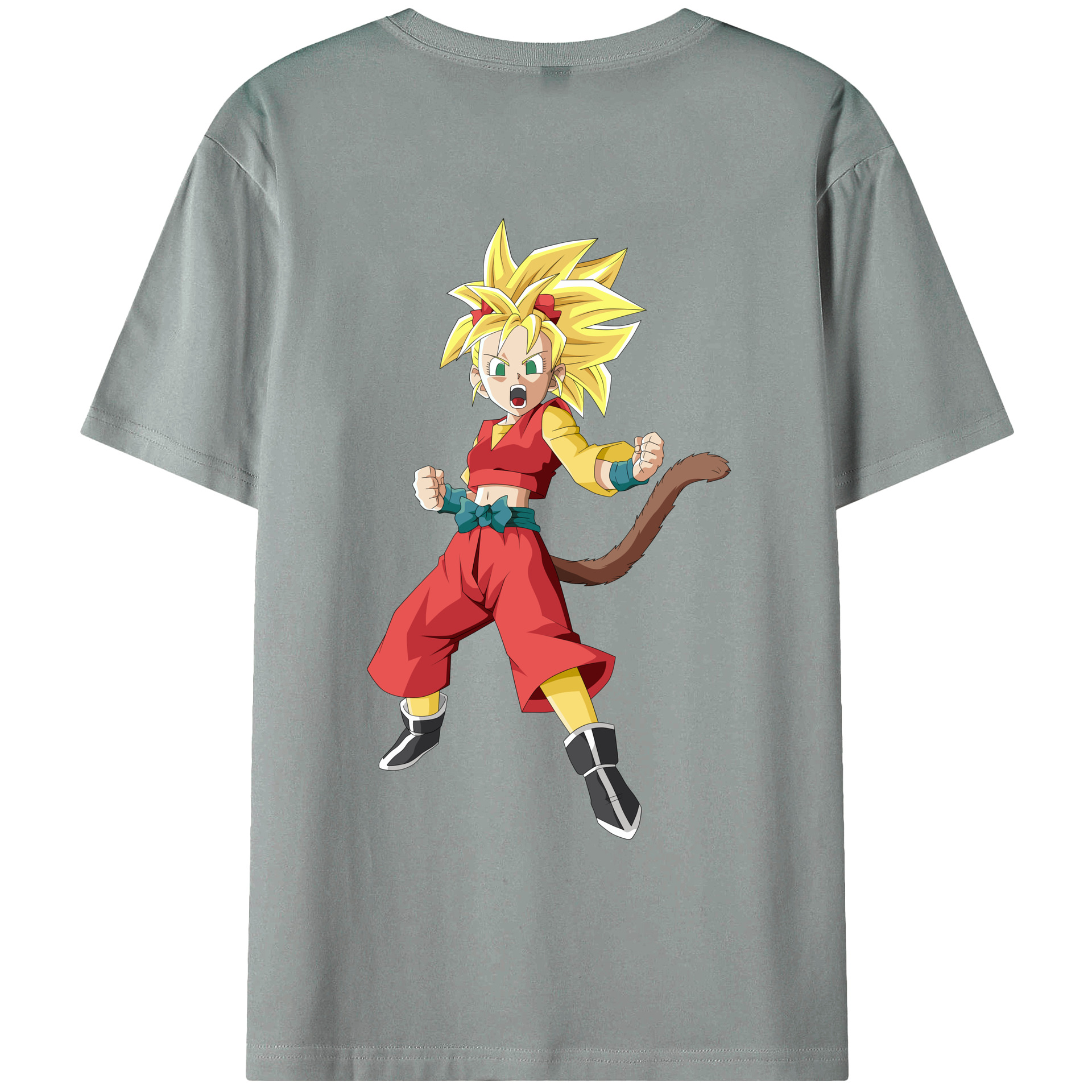 （画像用） ドラゴンボール カリフラ DRAGON BALL Caulifla 綿100％ メンズ半袖Tシャツ（バックプリント） 通気性